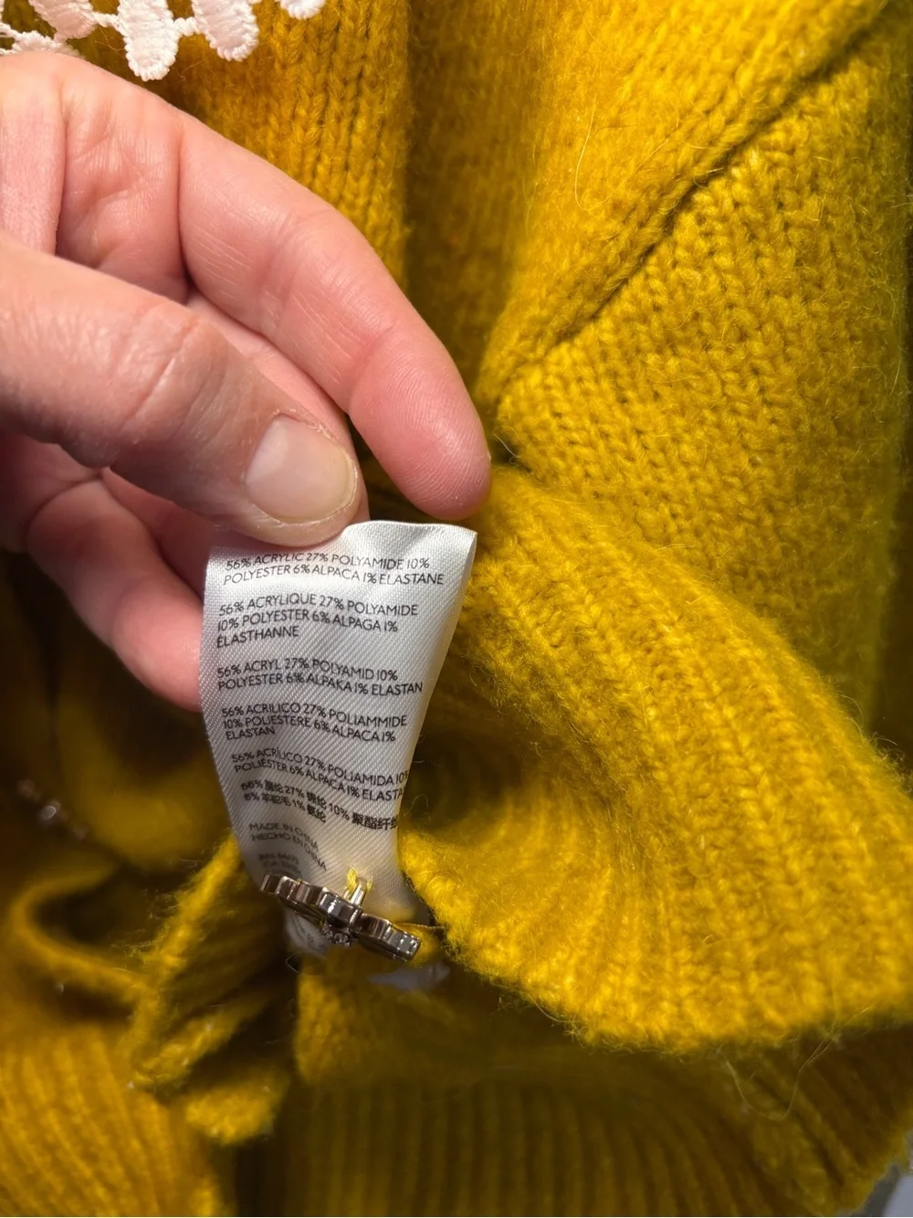 RARE Anthropologie Maeve Mustard Yellow Lace Collar Cardigan Sweater Size M